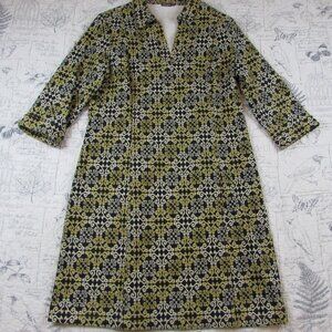 J. MCLAUGHLIN $195 Cadence Beige Black Scroll strech Denim winter dress XL